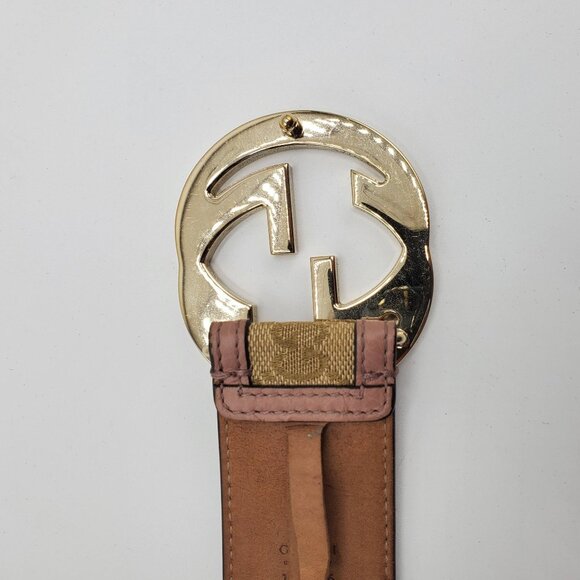 Women's Pink and Beige Canvas Belt - Picture 6 of 8